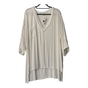 POL White Women's Top mix d material top Large